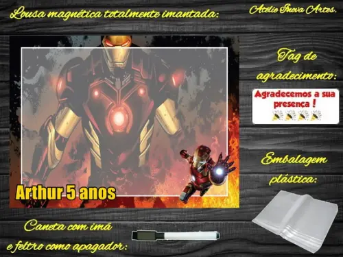 Lousa Magnética Homem de Ferro com Embalagem