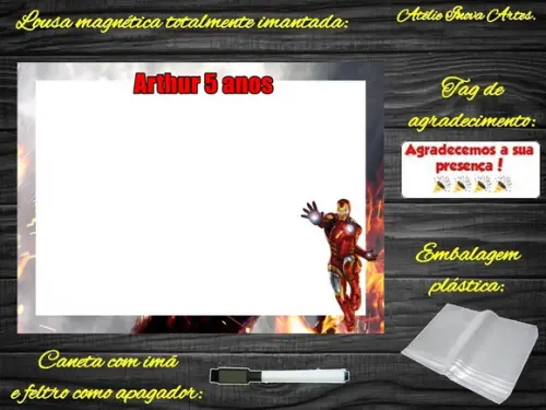 Lousa Magnética Homem de Ferro com Embalagem