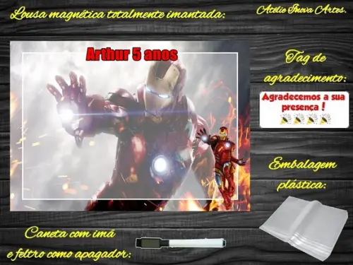Lousa Magnética Homem de Ferro com Embalagem