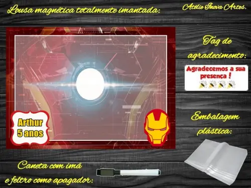 Lousa Magnética Homem de Ferro com Embalagem