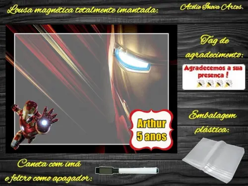 Lousa Magnética Homem de Ferro com Embalagem