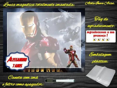 Lousa Magnética Homem de Ferro com Embalagem