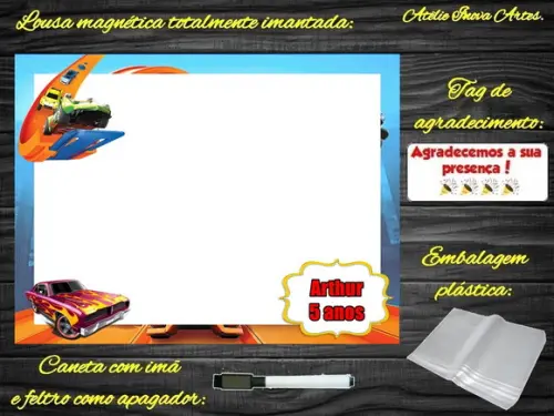Lousa Magnética Hot Wheels com Embalagem