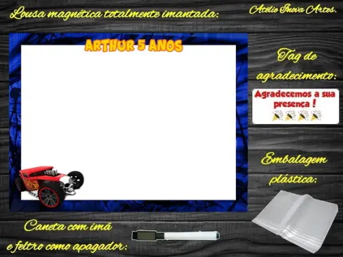 Lousa Magnética Hot Wheels com Embalagem