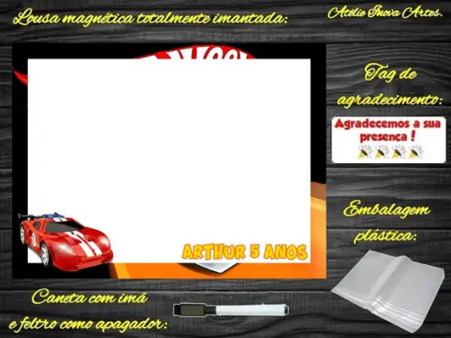 Lousa Magnética Hot Wheels com Embalagem
