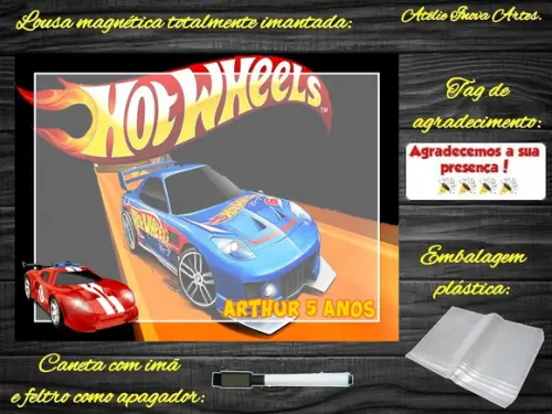 Lousa Magnética Hot Wheels com Embalagem