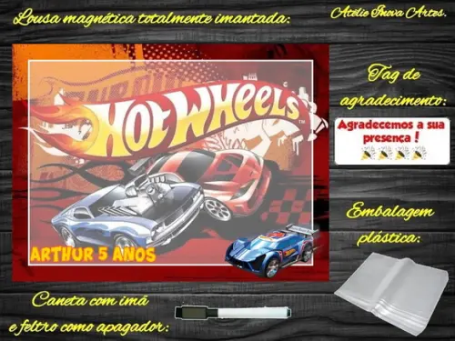 Lousa Magnética Hot Wheels com Embalagem