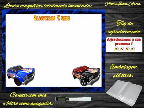 Lousa Magnética Hot Wheels com Embalagem