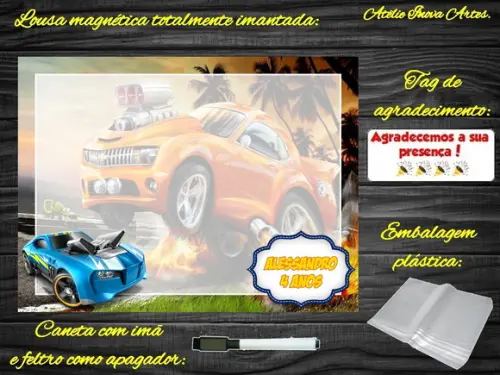 Lousa Magnética Hot Wheels com Embalagem