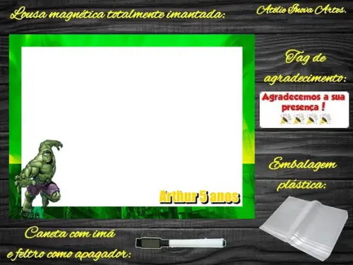 Lousa Magnética Hulk com Embalagem