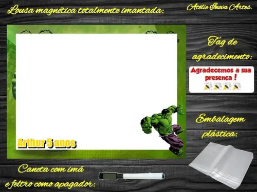Lousa Magnética Hulk com Embalagem