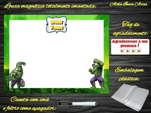 Lousa Magnética Hulk com Embalagem