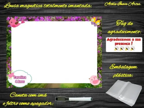 Lousa Magnética Jardim Encantado com Embalagem