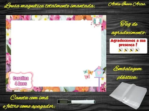 Lousa Magnética Jardim Encantado com Embalagem