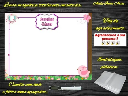 Lousa Magnética Jardim Encantado com Embalagem