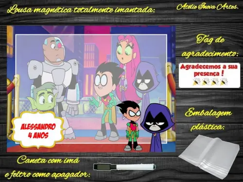 Lousa Magnética Jovens Titãs com Embalagem