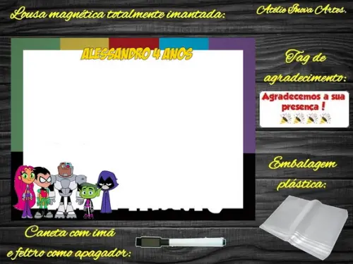 Lousa Magnética Jovens Titãs com Embalagem