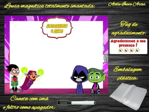 Lousa Magnética Jovens Titãs com Embalagem