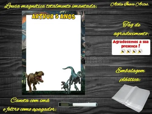 Lousa Magnética Jurassic World com Embalagem