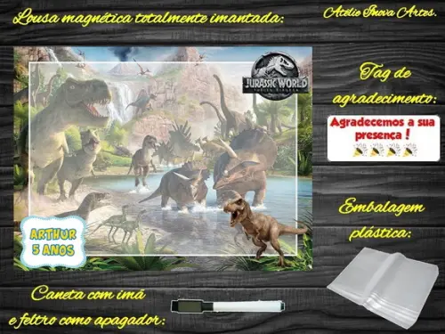 Lousa Magnética Jurassic World com Embalagem