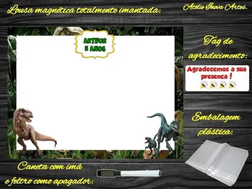 Lousa Magnética Jurassic World com Embalagem