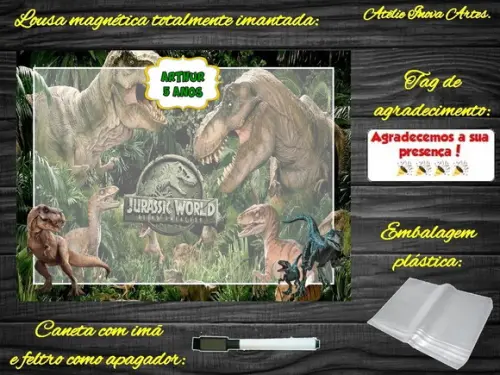 Lousa Magnética Jurassic World com Embalagem