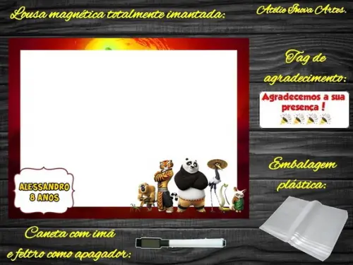 Lousa Magnética Kung Fu Panda com Embalagem