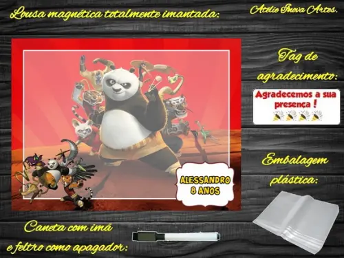 Lousa Magnética Kung Fu Panda com Embalagem