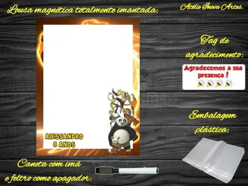 Lousa Magnética Kung Fu Panda com Embalagem