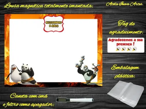 Lousa Magnética Kung Fu Panda com Embalagem