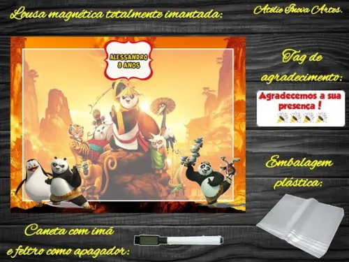 Lousa Magnética Kung Fu Panda com Embalagem