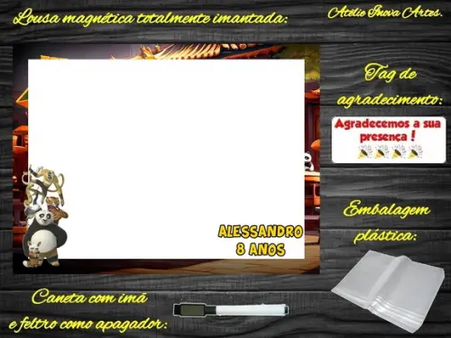 Lousa Magnética Kung Fu Panda com Embalagem