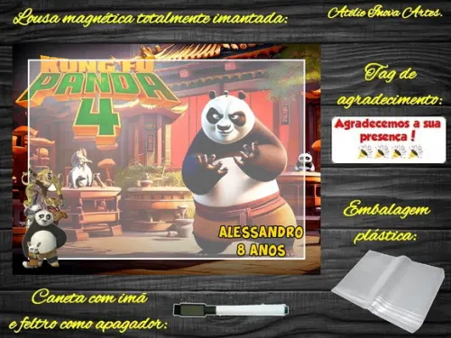 Lousa Magnética Kung Fu Panda com Embalagem