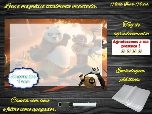 Lousa Magnética Kung Fu Panda com Embalagem