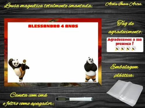 Lousa Magnética Kung Fu Panda com Embalagem
