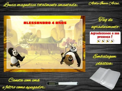 Lousa Magnética Kung Fu Panda com Embalagem