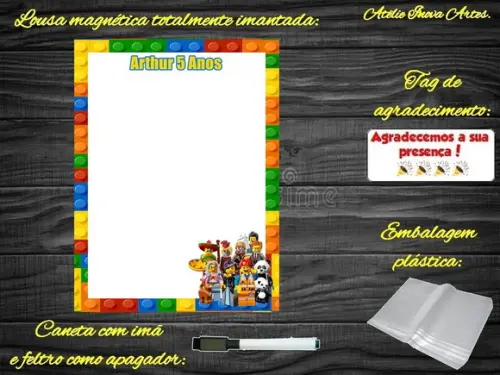 Lousa Magnética Lego com Embalagem