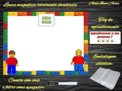 Lousa Magnética Lego com Embalagem