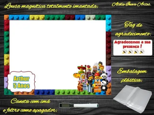 Lousa Magnética Lego com Embalagem