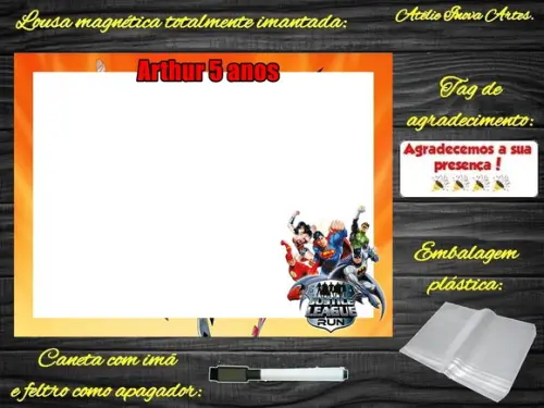 Lousa Magnética Liga da Justiça com Embalagem