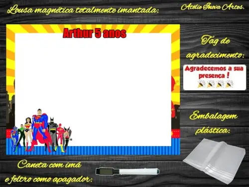 Lousa Magnética Liga da Justiça com Embalagem