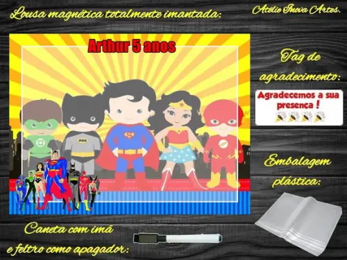 Lousa Magnética Liga da Justiça com Embalagem