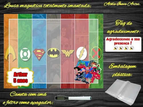 Lousa Magnética Liga da Justiça com Embalagem