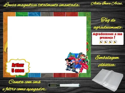 Lousa Magnética Liga da Justiça com Embalagem