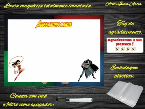 Lousa Magnética Liga da Justiça com Embalagem