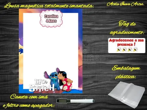 Lousa Magnética Lilo & Stitch com Embalagem