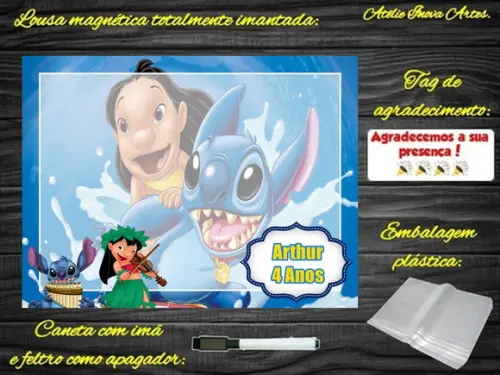 Lousa Magnética Lilo & Stitch com Embalagem
