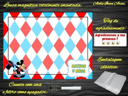 Lousa Magnética Mickey Circo com Embalagem