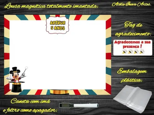 Lousa Magnética Mickey Circo com Embalagem