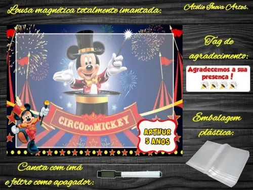Lousa Magnética Mickey Circo com Embalagem